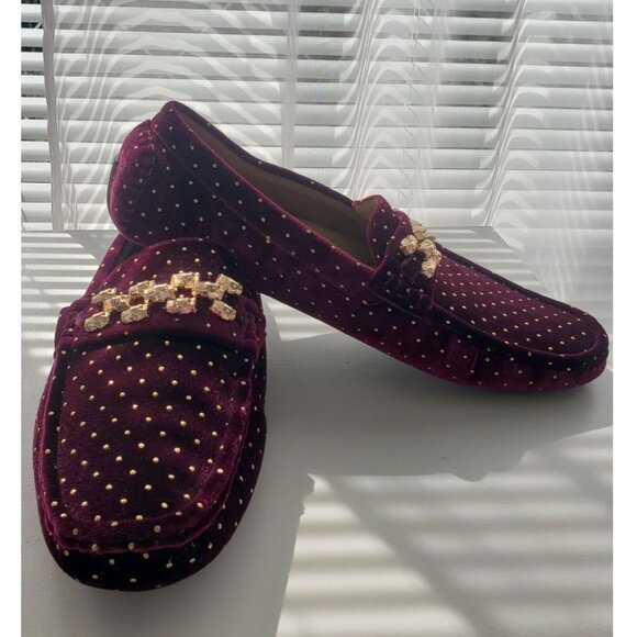 Mens Royal Loafers Velvet Shoes Burgundy and Gold Size 9 - Picture 7 of 10